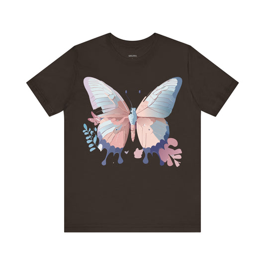 Natural Cotton Tee Shirt with Butterfly