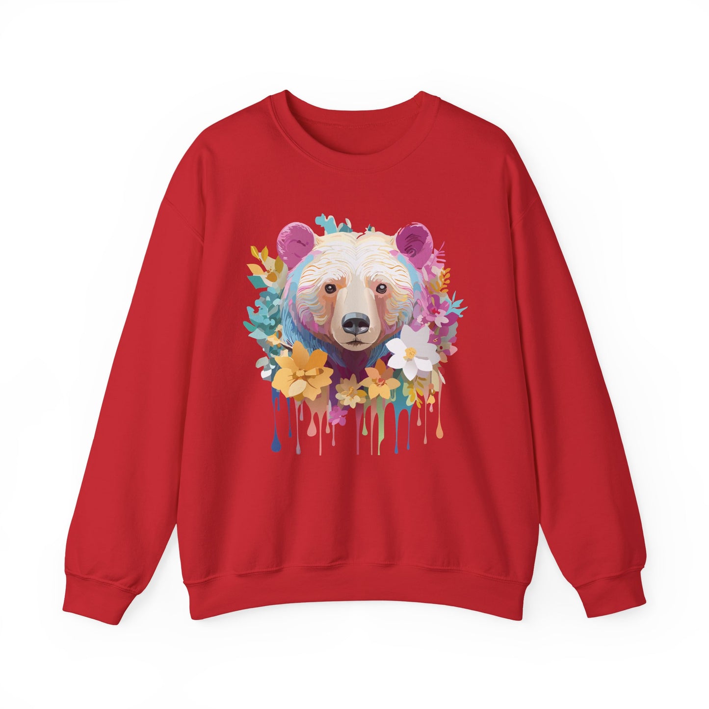 Unisex Floral Bear Sweatshirt, Animals Sweatshirt, Floral Sweatshirt, Art Design Sweatshirt