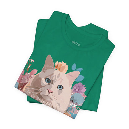 Natural Cotton Tee Shirt with Cat Printify