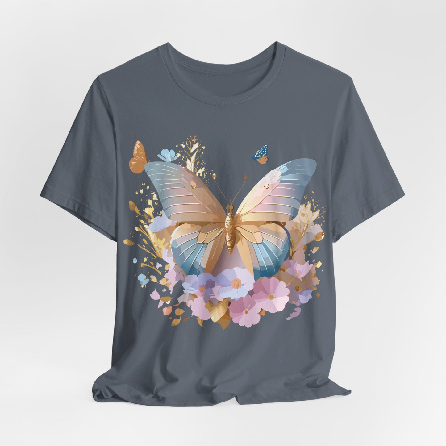 Natural Cotton Tee Shirt with Butterfly