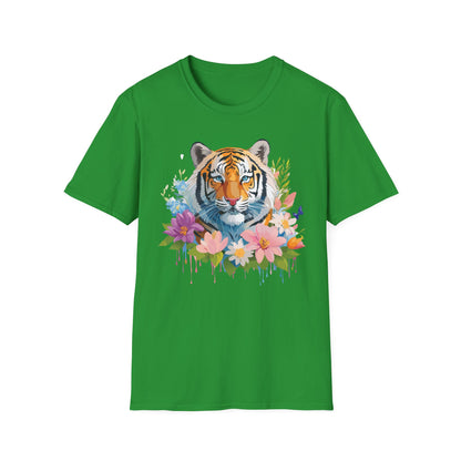 Tiger Print Unisex Softstyle T Shirt 100 Percent Ring Spun Cotton Tee