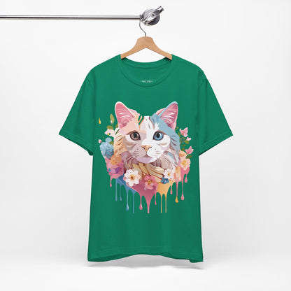 Natural Cotton Tee Shirt with Cat Printify