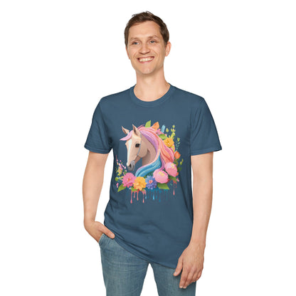 Unisex Horse Shirt Soft Cotton Tee With Animal Artwork Gildan Softstyle