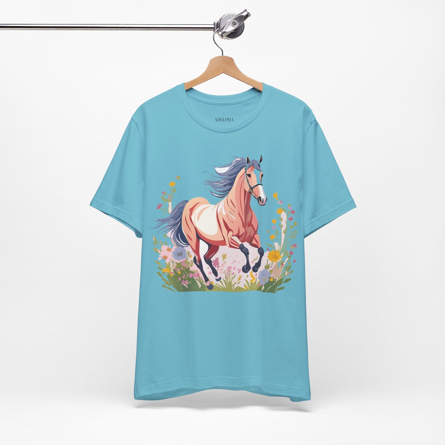 Natural Cotton Tee Shirt with Horse