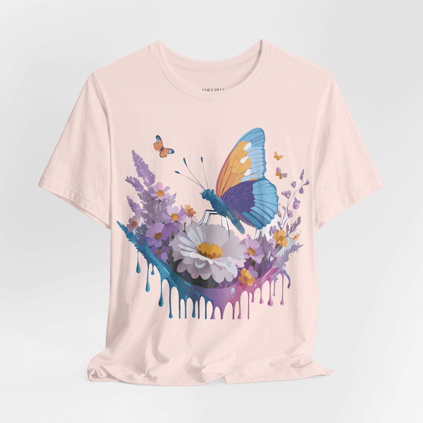 Natural Cotton Tee Shirt with Butterfly