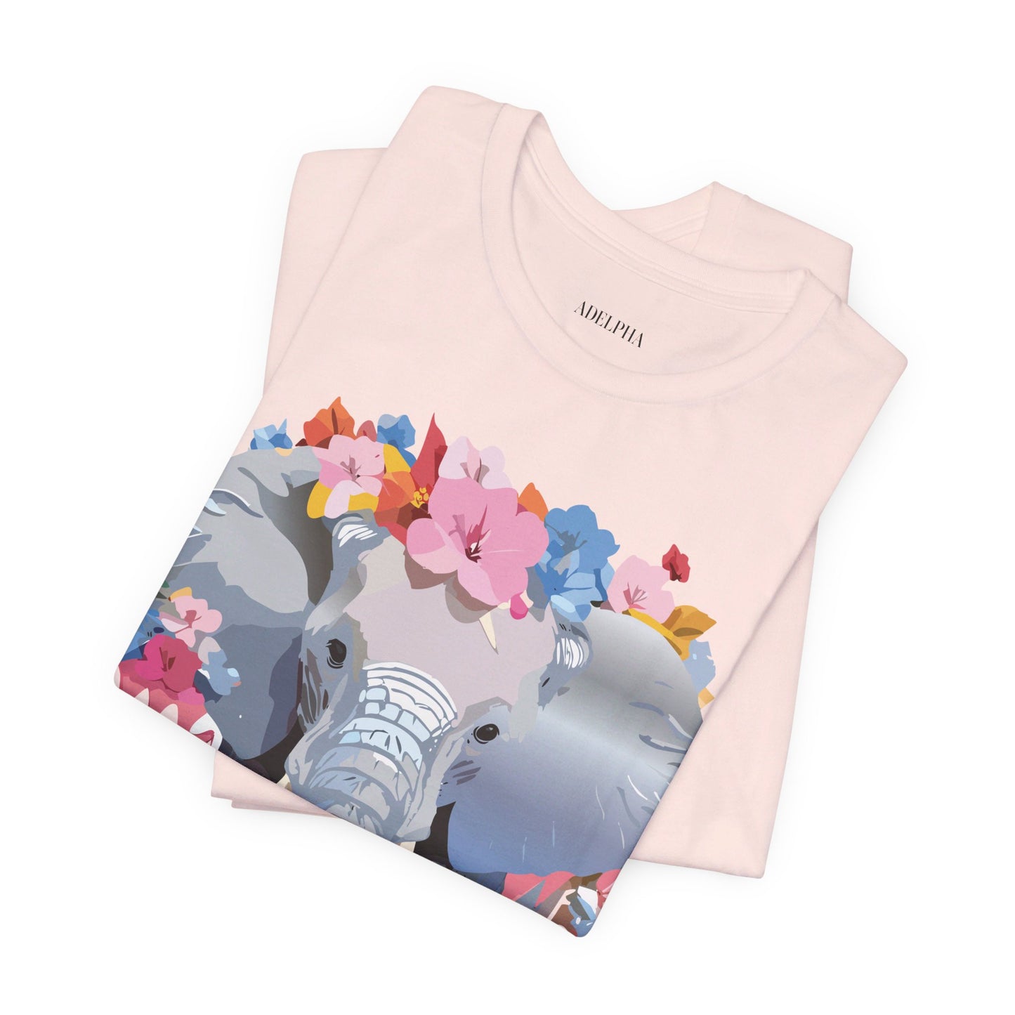 T-shirt en coton naturel avec motif éléphant