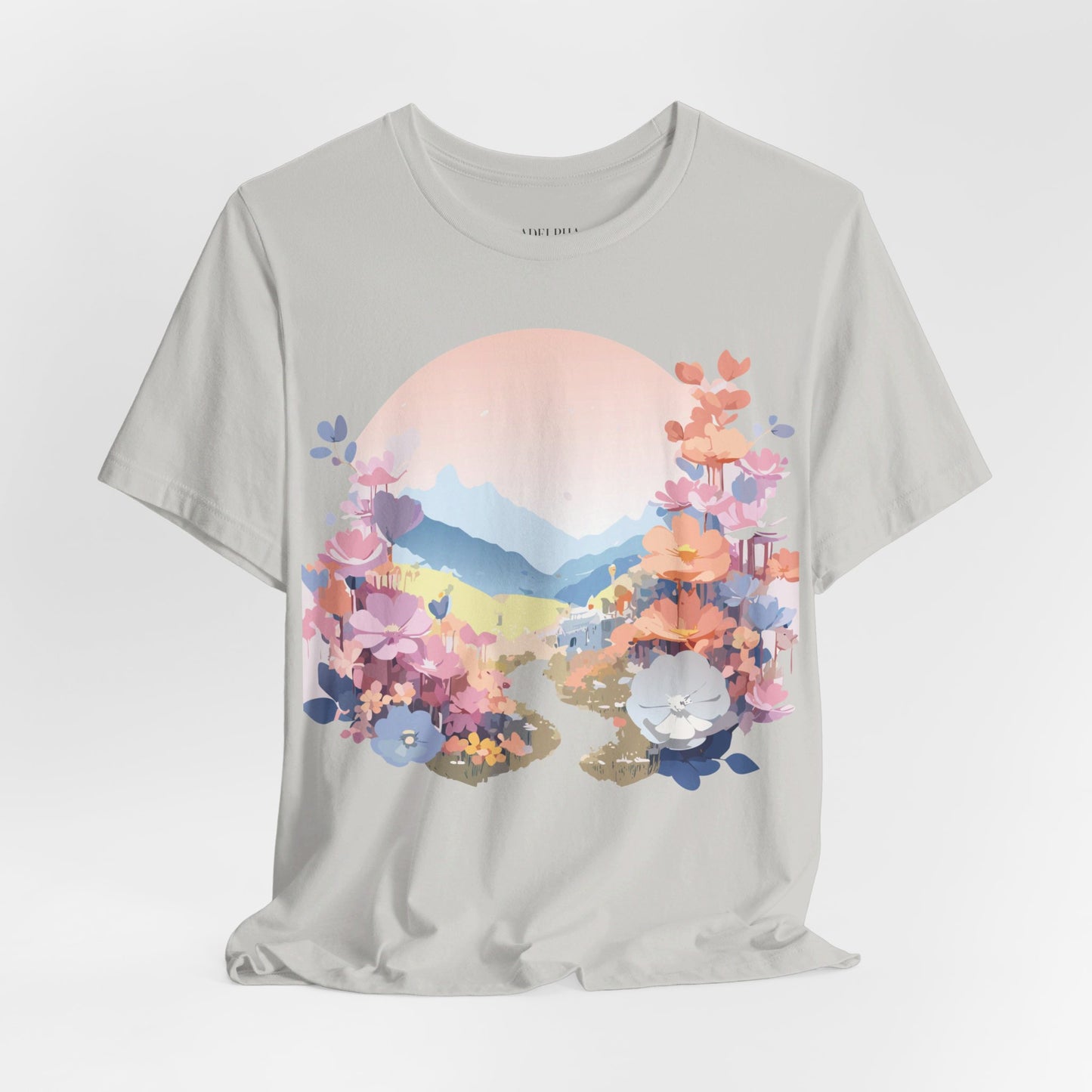 Natural Cotton Tee Shirt with Flowers