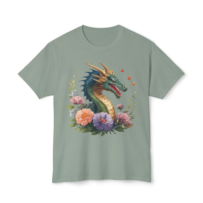 Dragon Art Design Shirt Unisex Cotton T Shirt Floral Print Tee