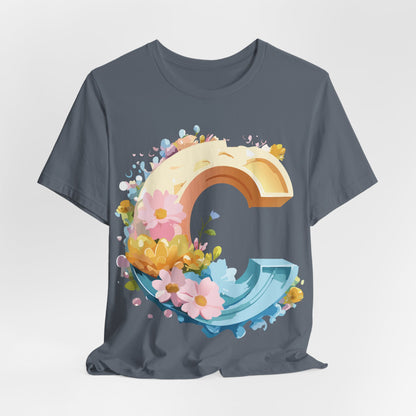 Natural Cotton Tee Shirt - Letters Collection - C Printify