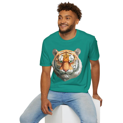 Tiger Print Shirt Unisex Animal Tee Gildan Softstyle 64000 Cotton Comfort
