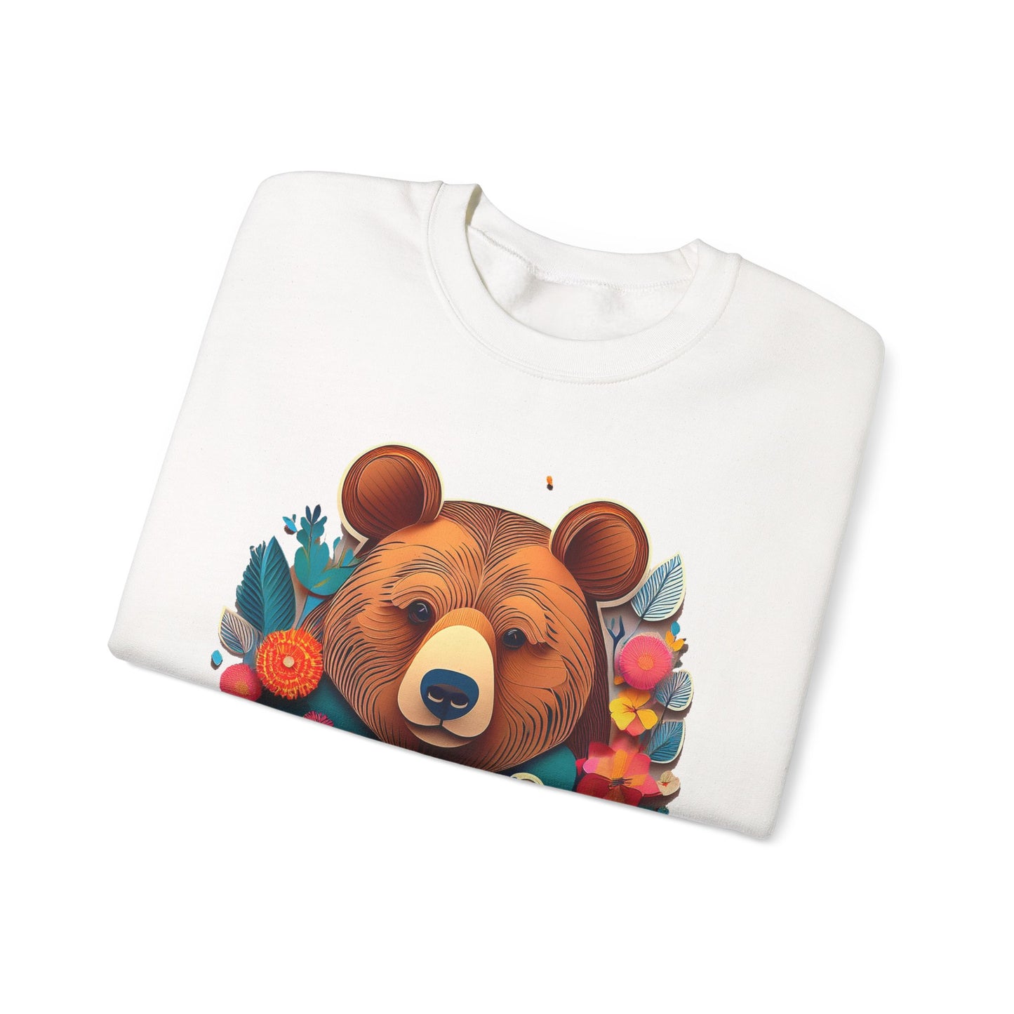 Unisex Floral Bear Sweatshirt, Animals Sweatshirt, Floral Sweatshirt, Art Design Sweatshirt