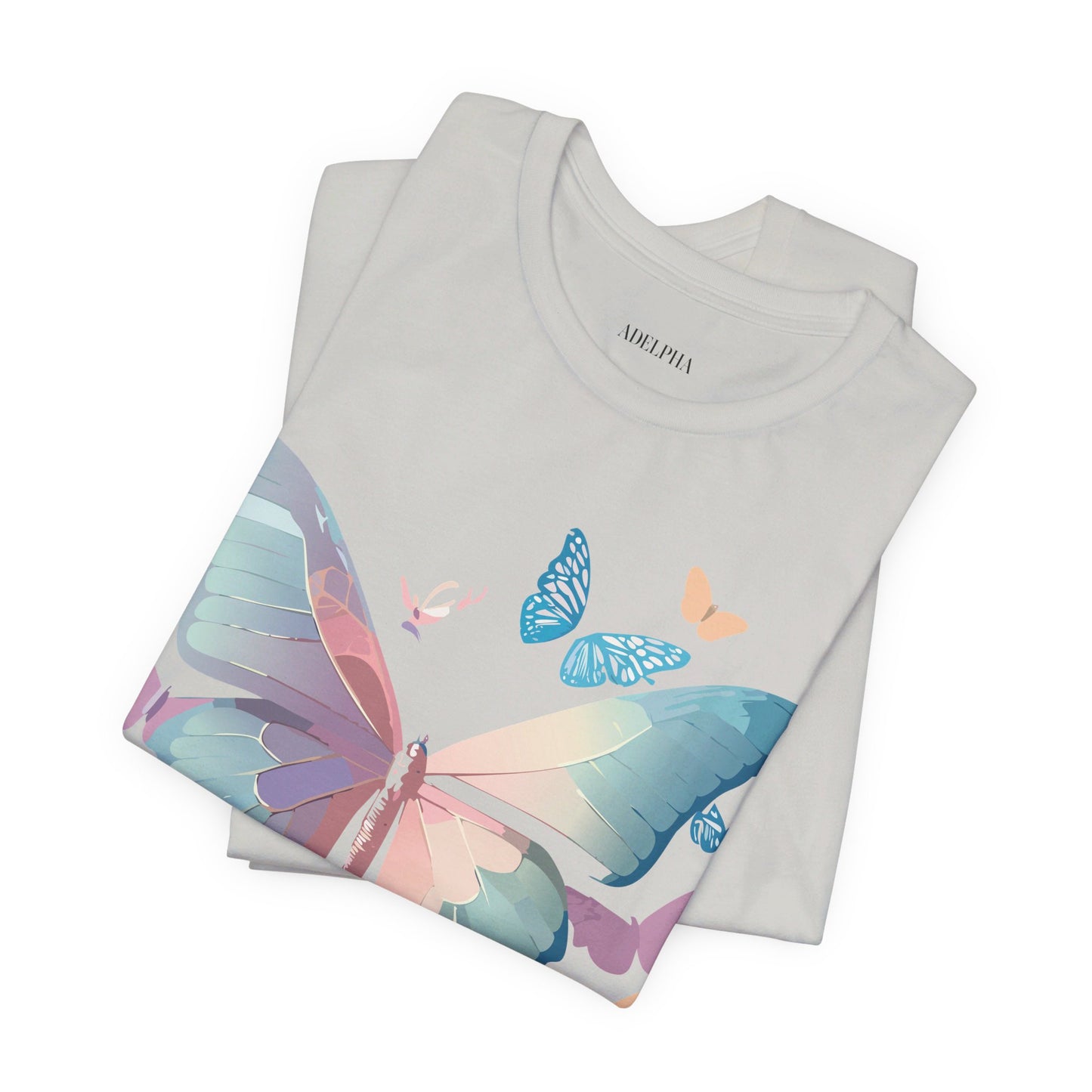 Natural Cotton Tee Shirt with Butterfly