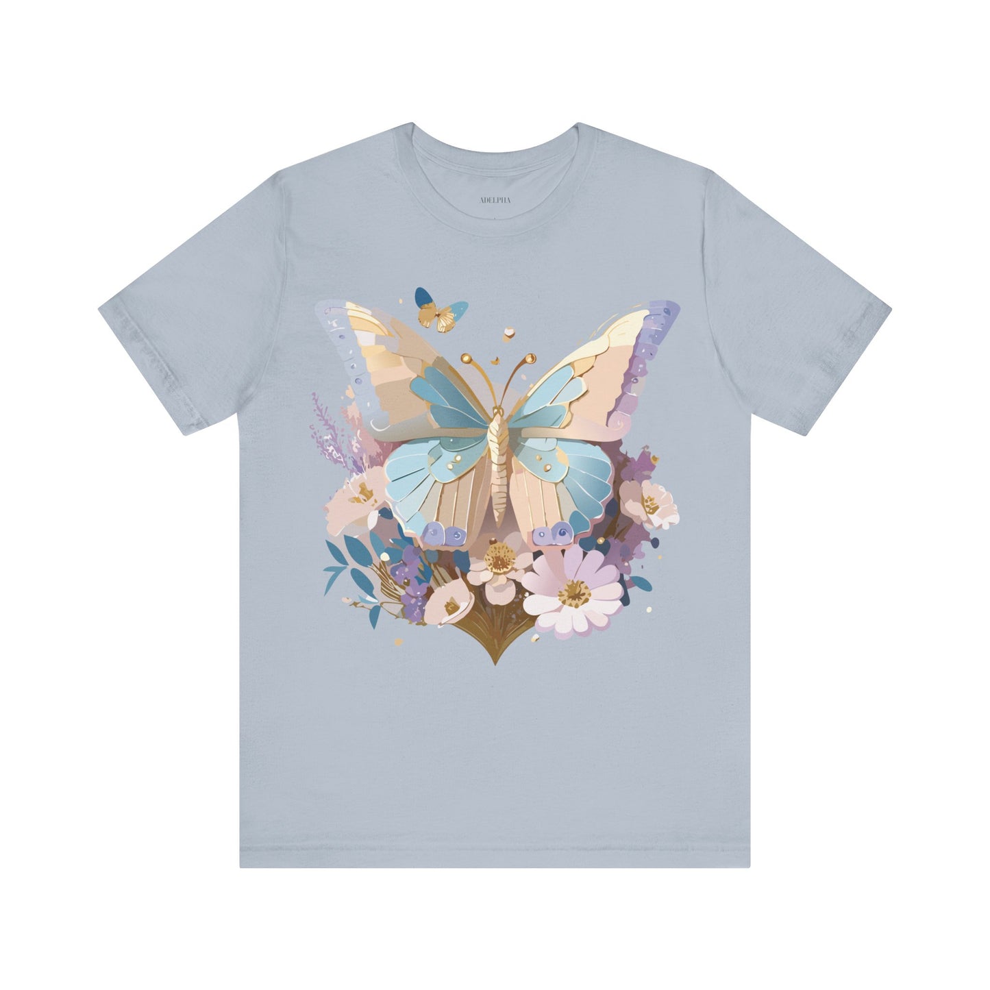 Natural Cotton Tee Shirt with Butterfly