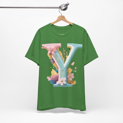 Natural Cotton Tee Shirt - Letters Collection - Y Printify