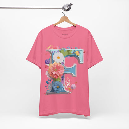 Natural Cotton Tee Shirt - Letters Collection - F Printify