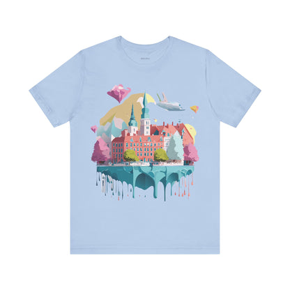 Natural Cotton Tee Shirt - Beautiful Places Collection - Warnemünde and Rostock - Germany Printify