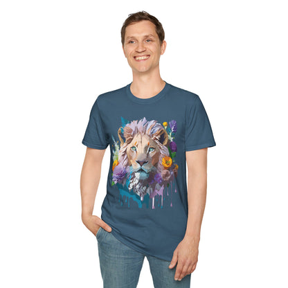 Unisex Lion Shirt Floral Lion Tee Animal Print Tee Gildan 64000