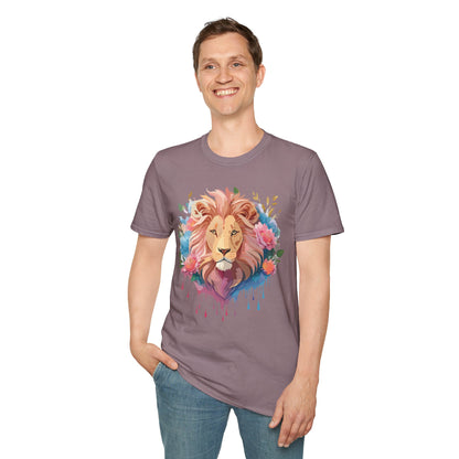 Lion Shirt Unisex Floral Lion Tee 100 Percent Cotton Softstyle Gildan 64000