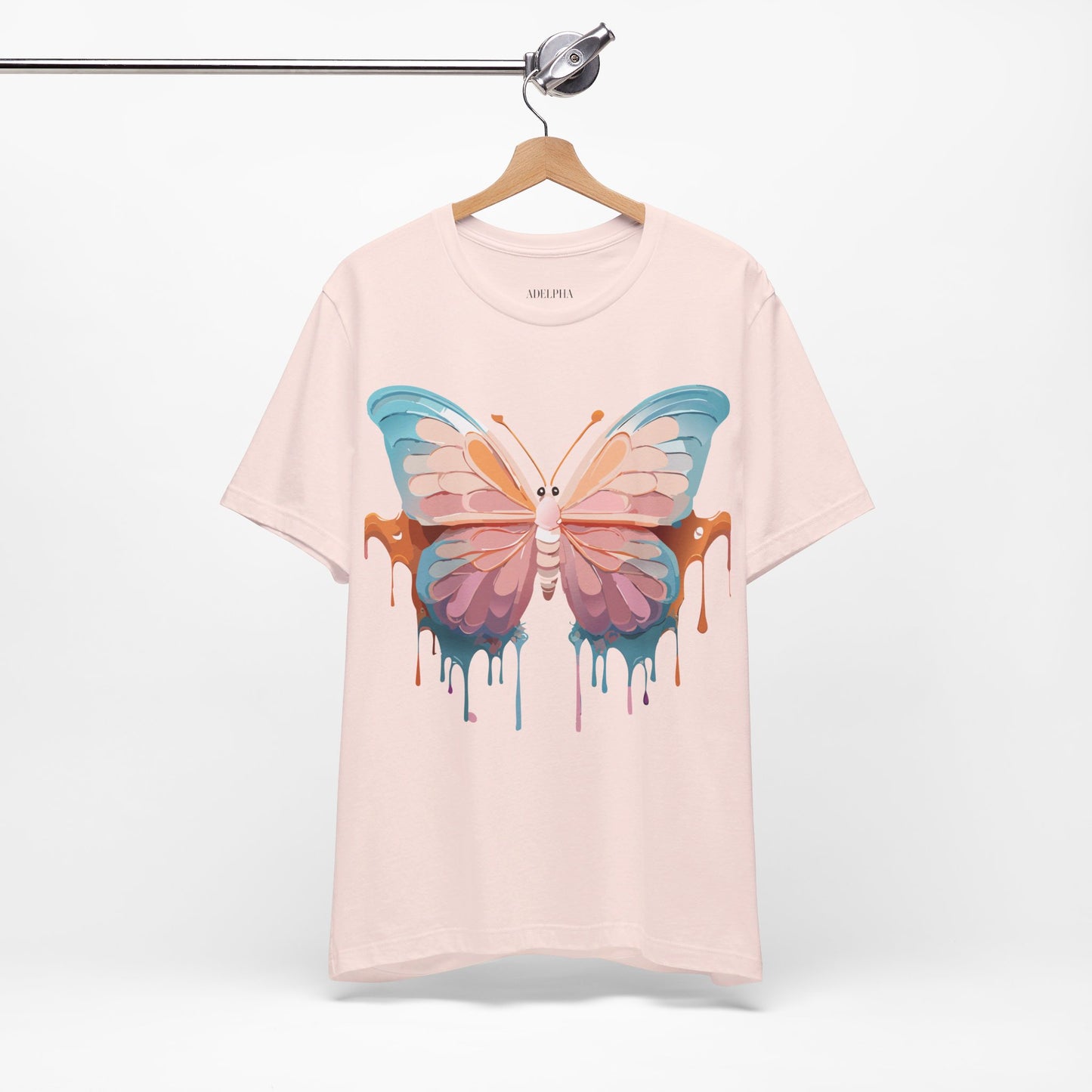 Natural Cotton Tee Shirt with Butterfly