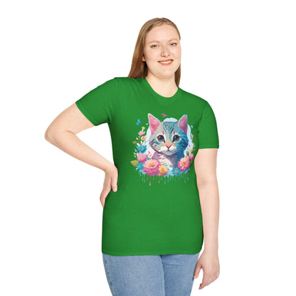 Cat Shirt Unisex Tee Kitten Cat Tee Softstyle 100 Percent Cotton Gildan 64000