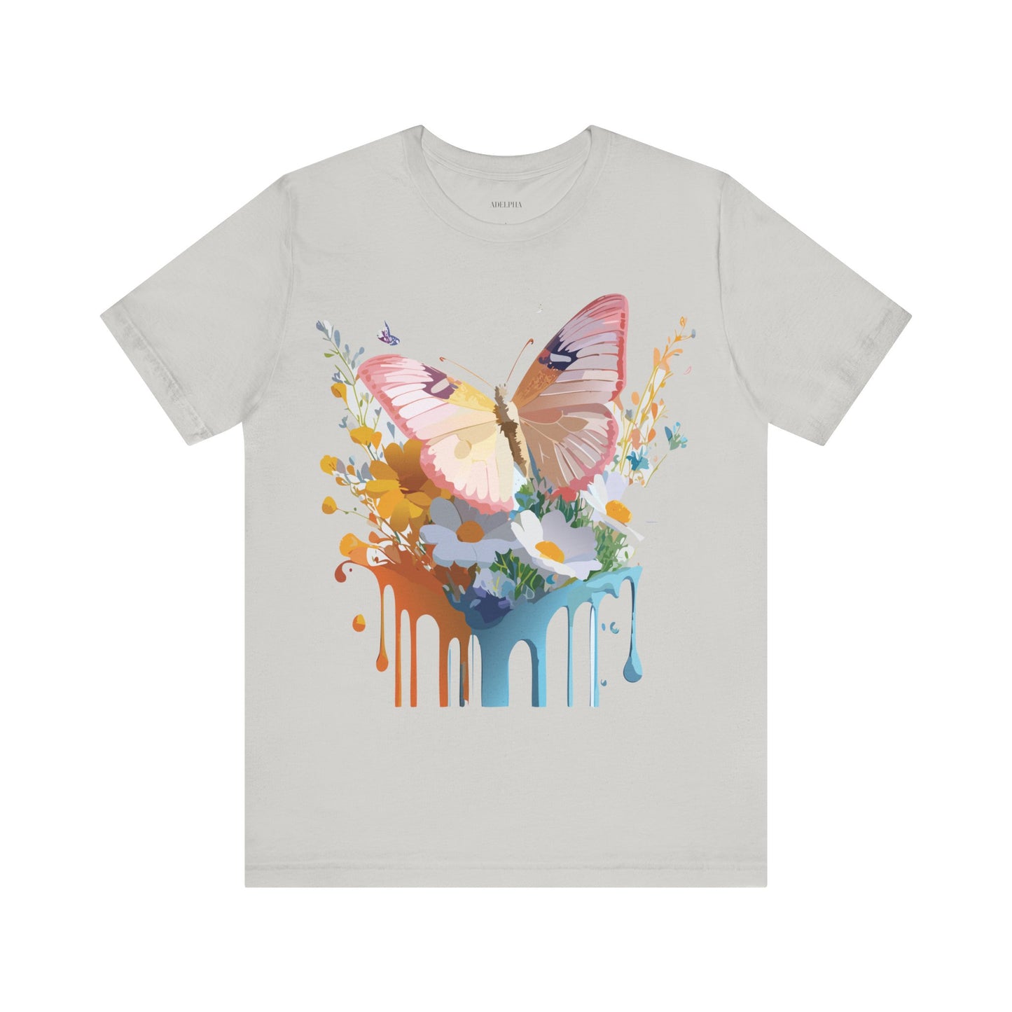 Natural Cotton Tee Shirt with Butterfly