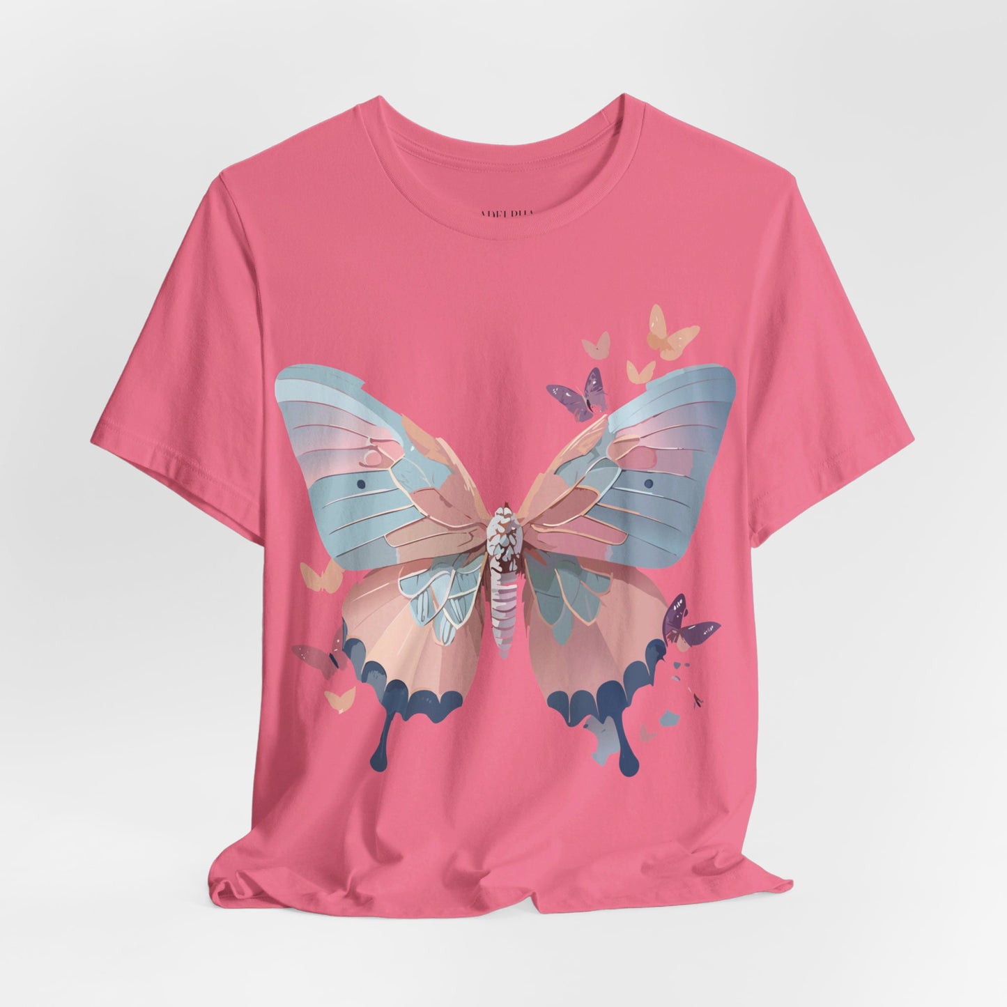 Natural Cotton Tee Shirt with Butterfly