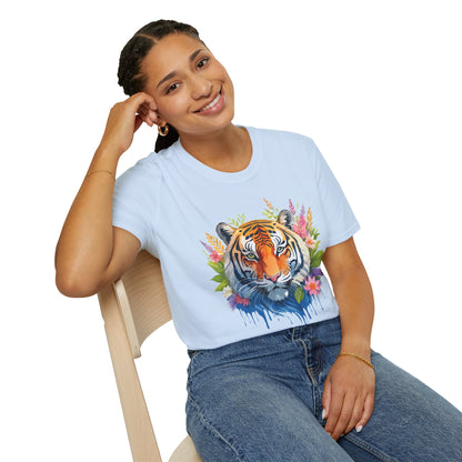 Tiger Print Unisex Gildan Softstyle Tee 64000 100 Percent Ring Spun Cotton