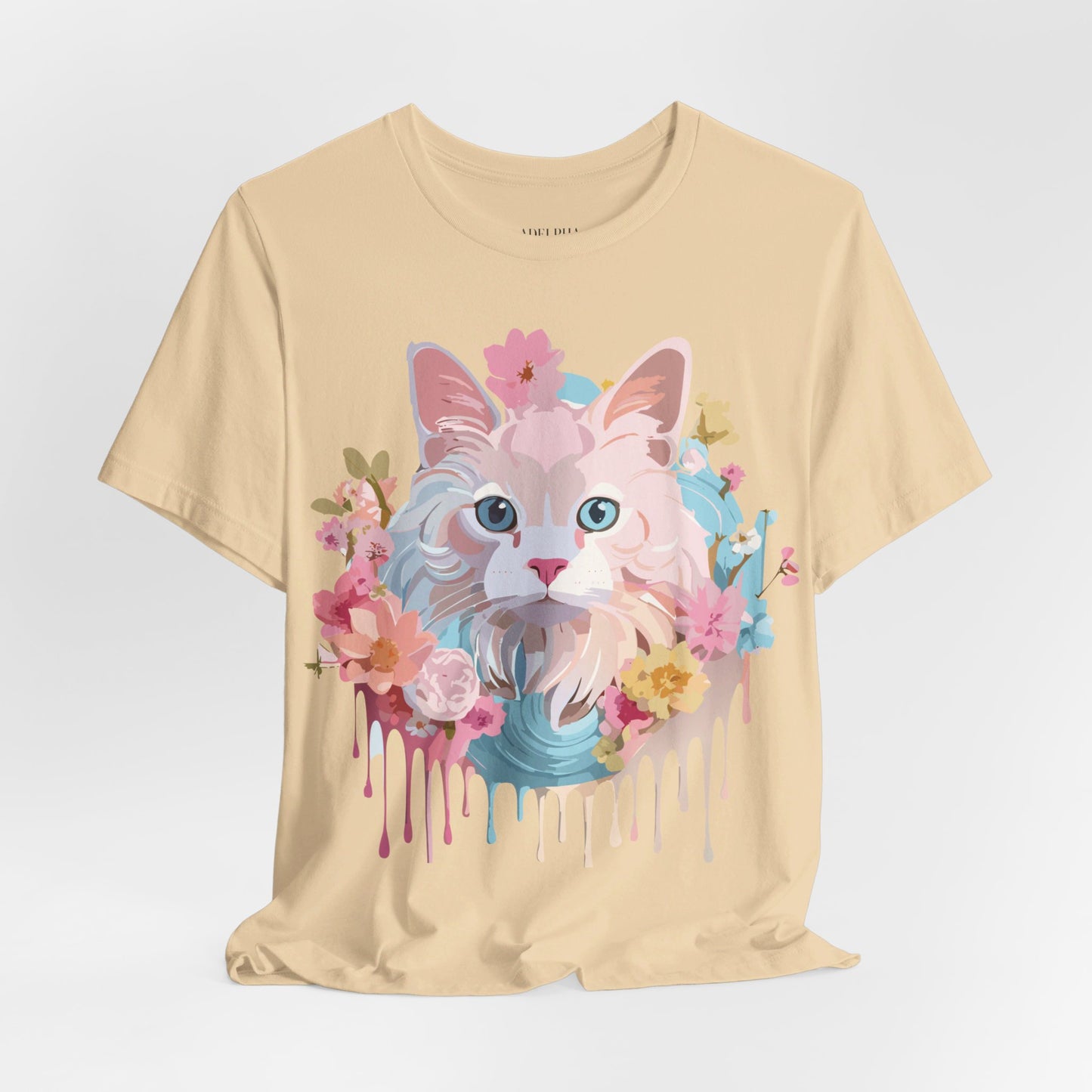 Natural Cotton Tee Shirt with Cat