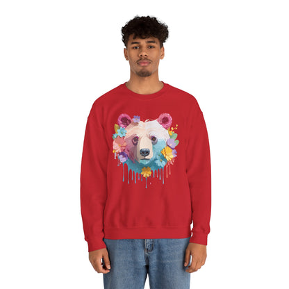 Unisex Floral Bear Sweatshirt Gildan 18000 Art Design Animals