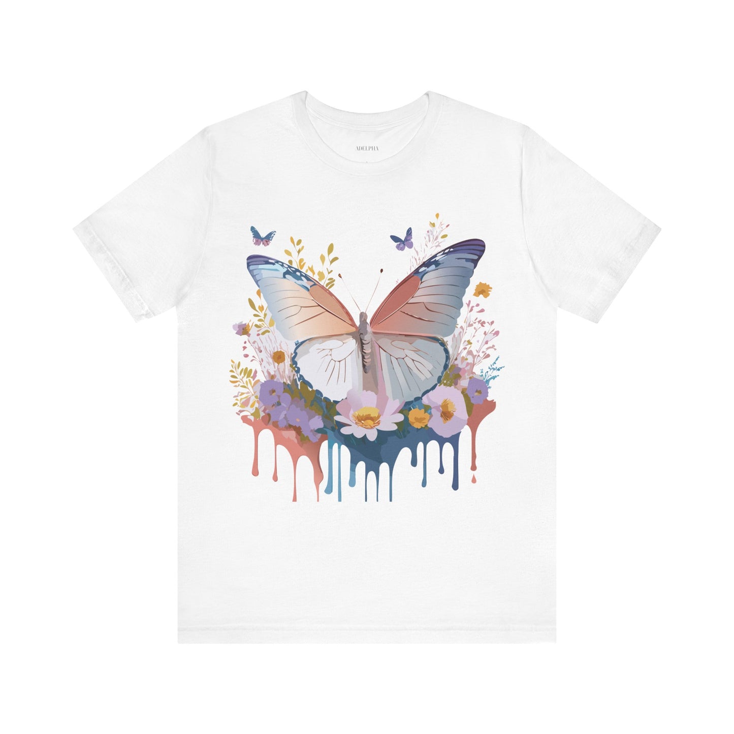 Natural Cotton Tee Shirt with Butterfly