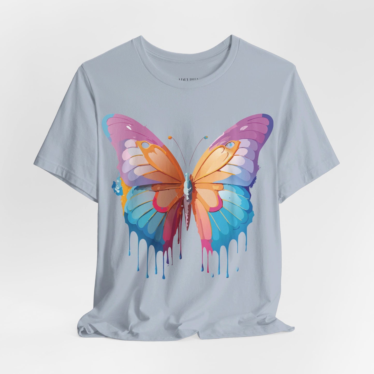 Natural Cotton Tee Shirt with Butterfly