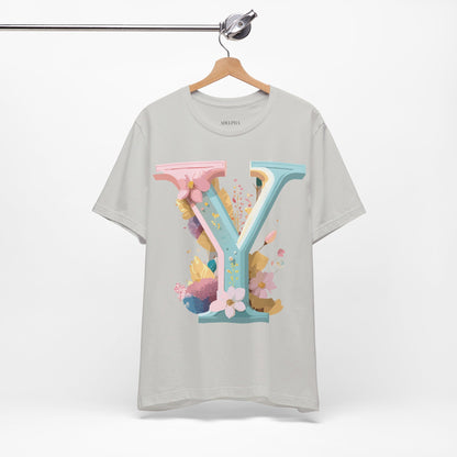 Natural Cotton Tee Shirt - Letters Collection - Y Printify