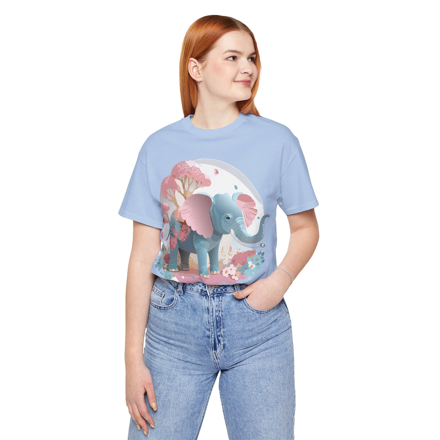 Natural Cotton Tee Shirt with Elephant