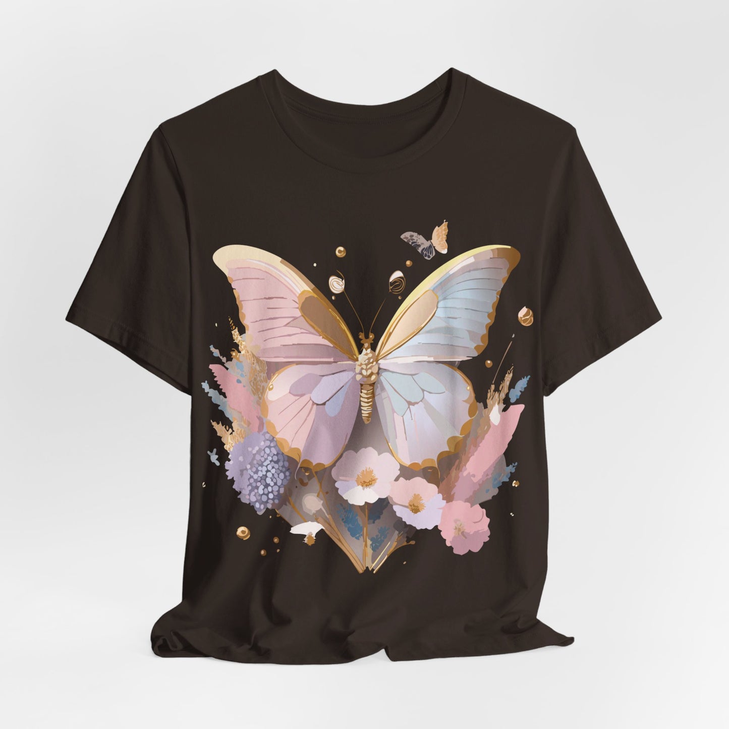 Natural Cotton Tee Shirt with Butterfly