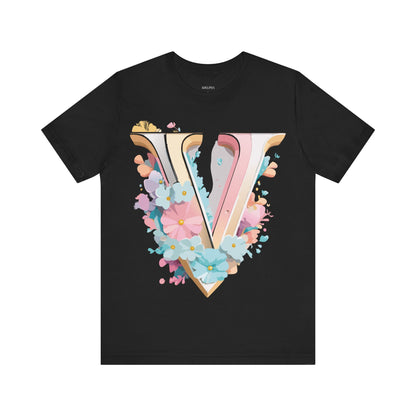 Natural Cotton Tee Shirt - Letters Collection - V Printify