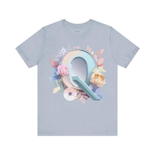 Natural Cotton Tee Shirt - Letters Collection - Q