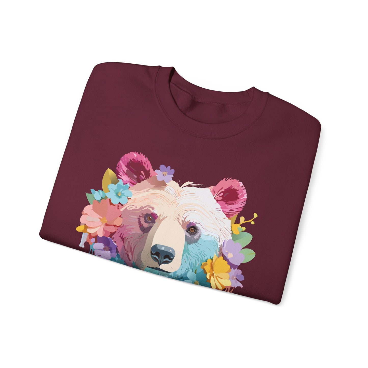 Unisex Floral Bear Sweatshirt, Animals Sweatshirt, Floral Sweatshirt, Art Design Sweatshirt