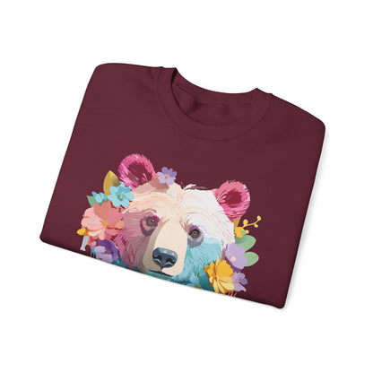 Unisex Floral Bear Sweatshirt Gildan 18000 Art Design Animals