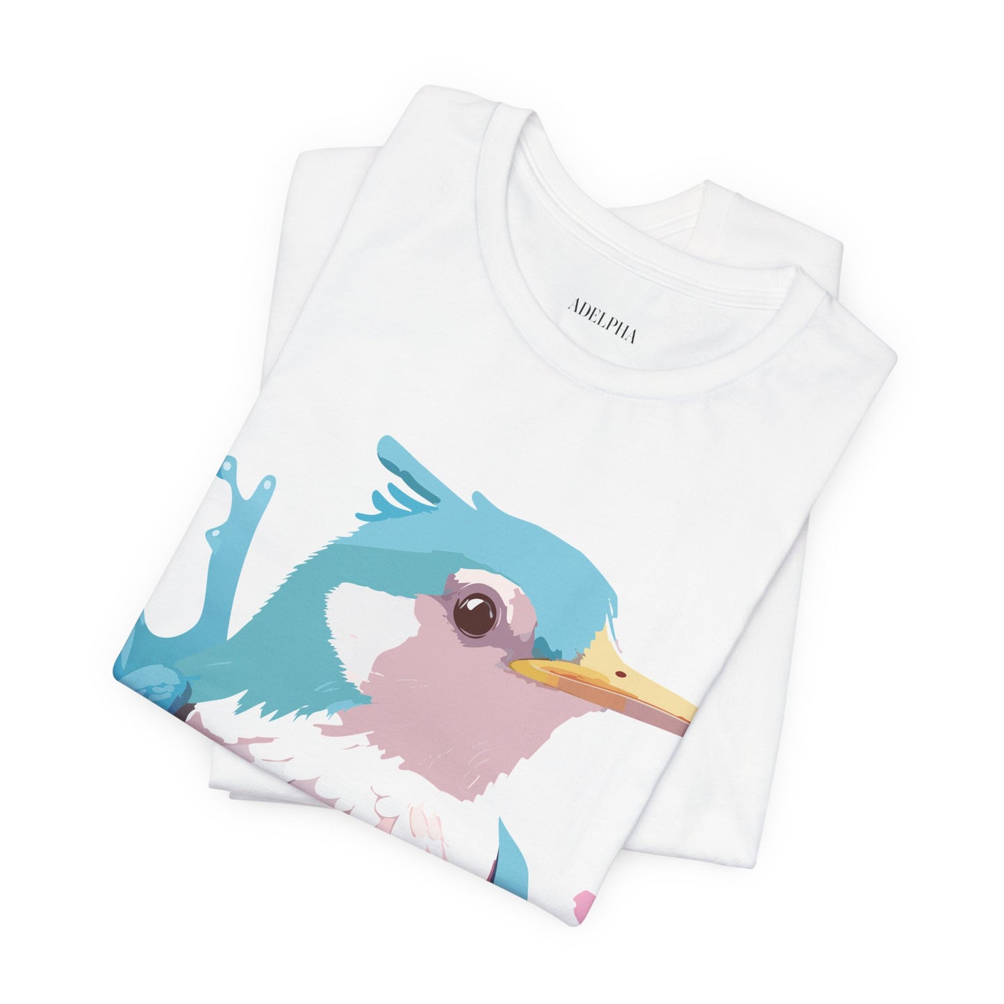 Natural Cotton Tee Shirt with Bird