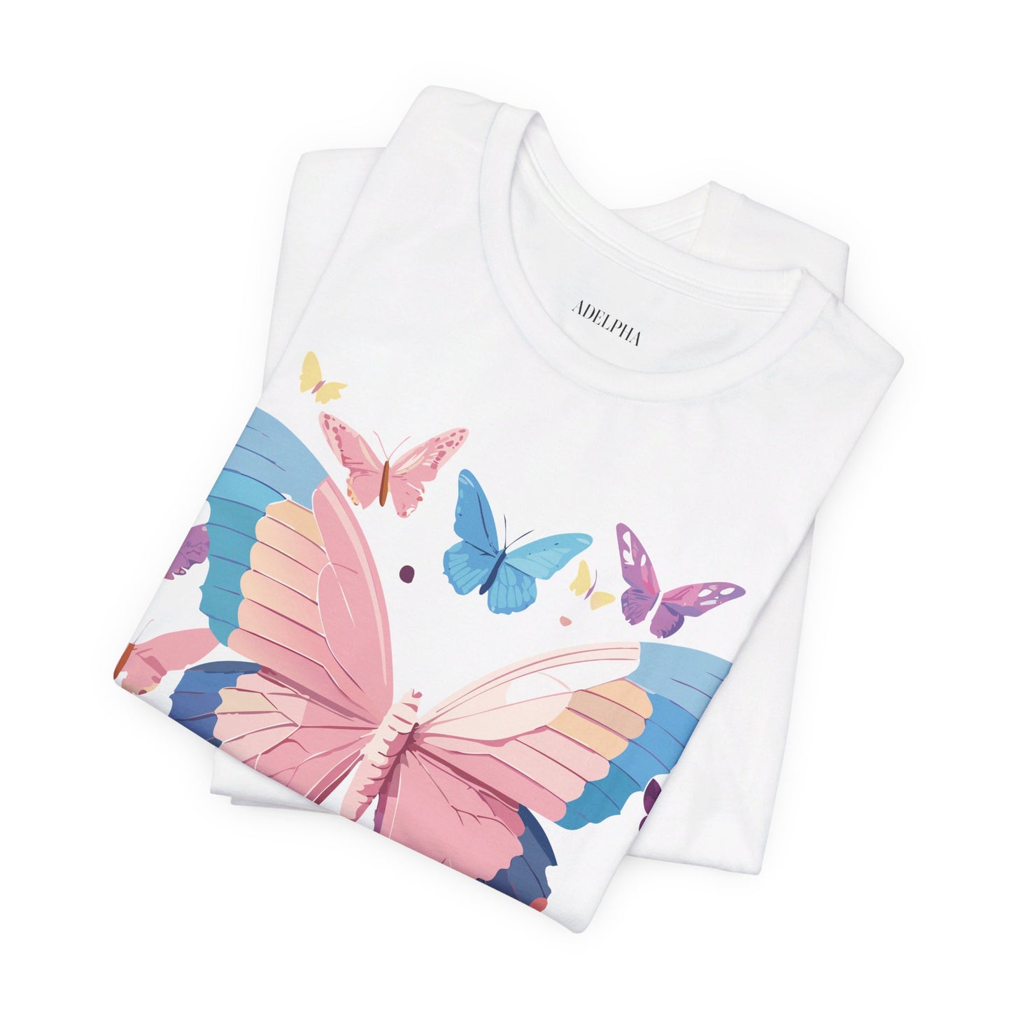 Natural Cotton Tee Shirt with Butterfly