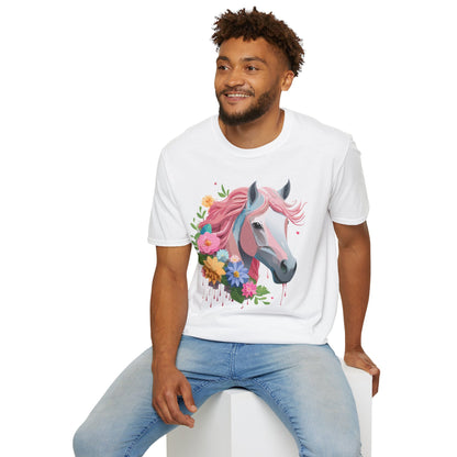 Unisex Horse Shirt Softstyle Cotton Tee With Animal Print Design