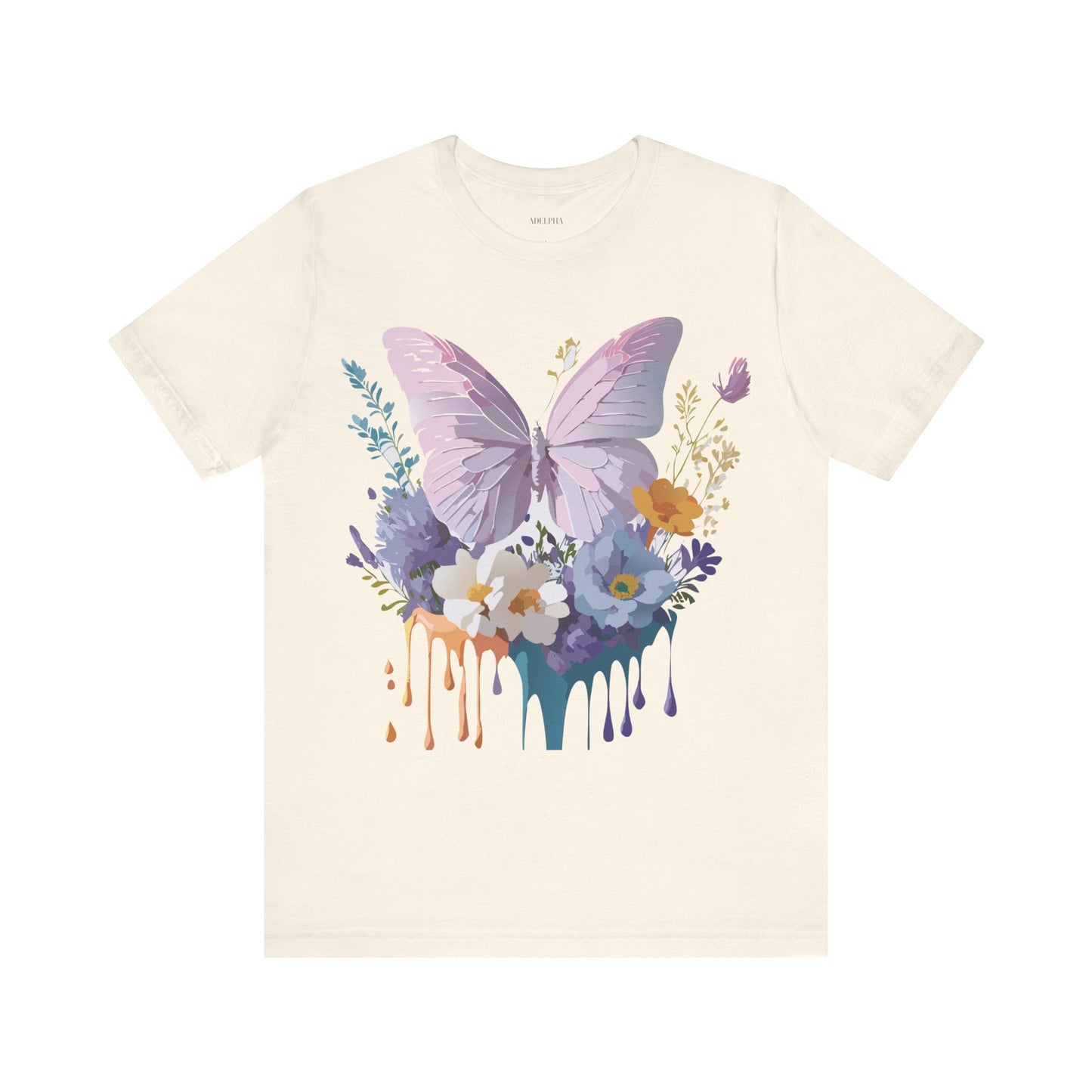 Natural Cotton Tee Shirt with Butterfly