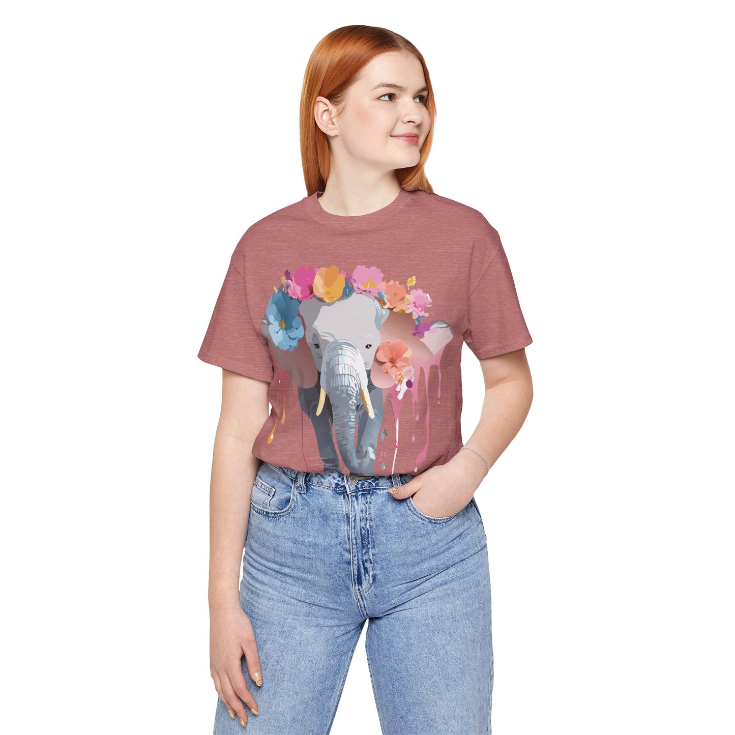 T-shirt en coton naturel avec motif éléphant