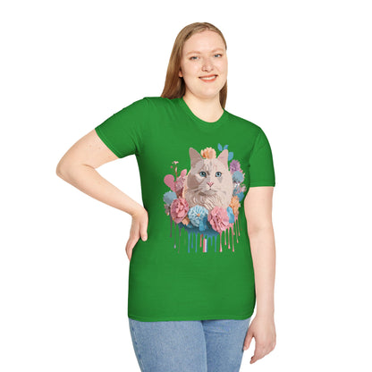 Cat Shirt Unisex Short Sleeve Cat Tee Kitten Design Gildan Softstyle 64000 Tee