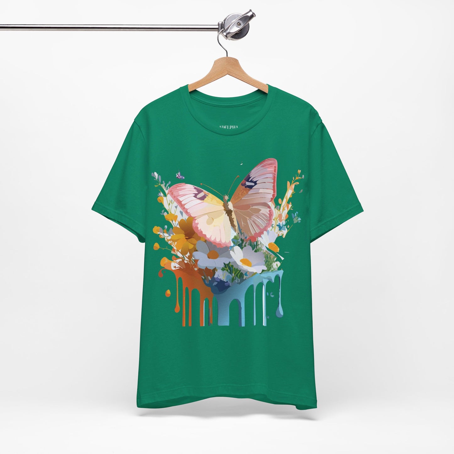 Natural Cotton Tee Shirt with Butterfly