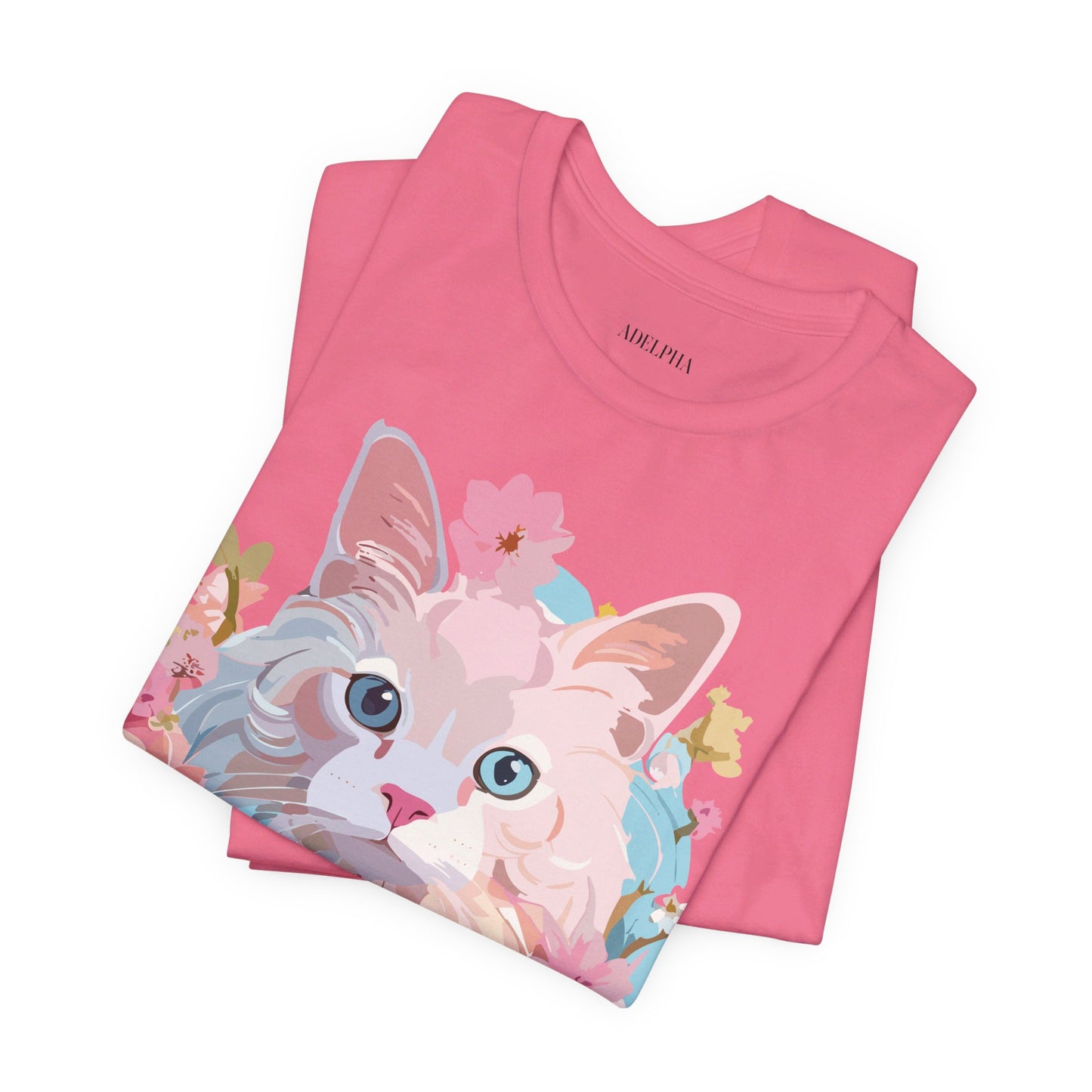 Natural Cotton Tee Shirt with Cat