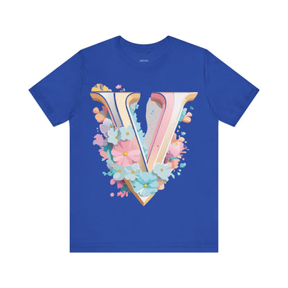 Natural Cotton Tee Shirt - Letters Collection - V Printify