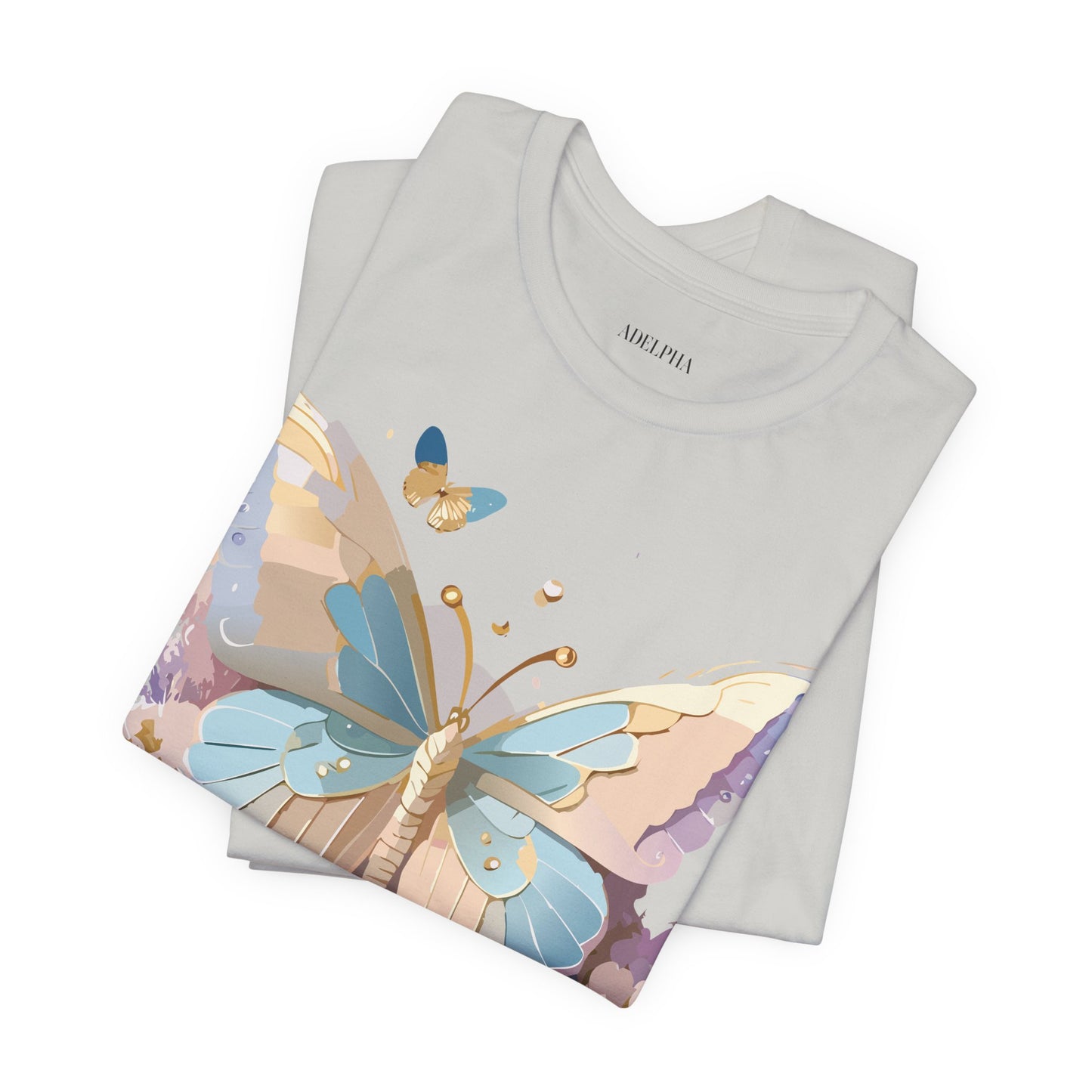 Natural Cotton Tee Shirt with Butterfly