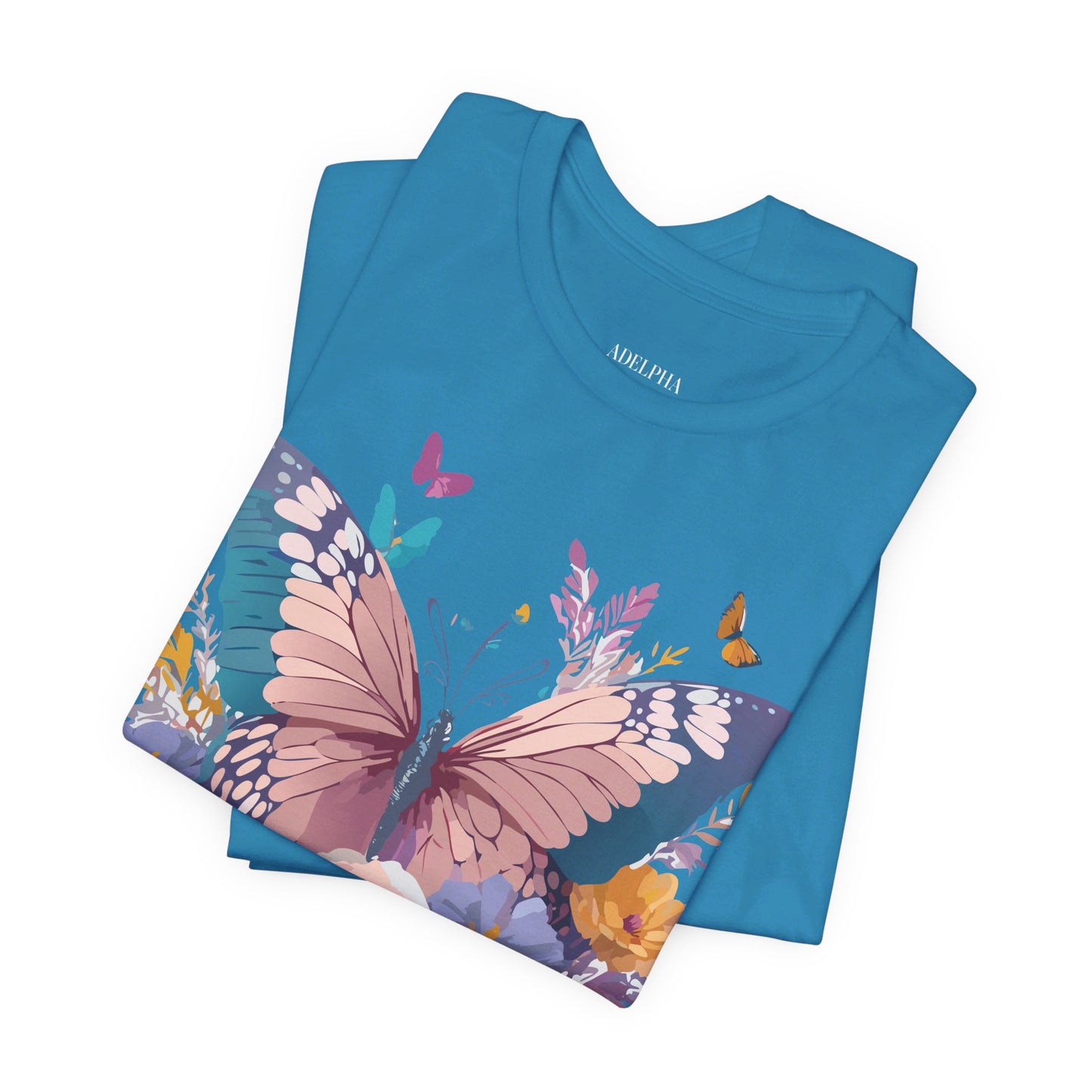 Natural Cotton Tee Shirt with Butterfly