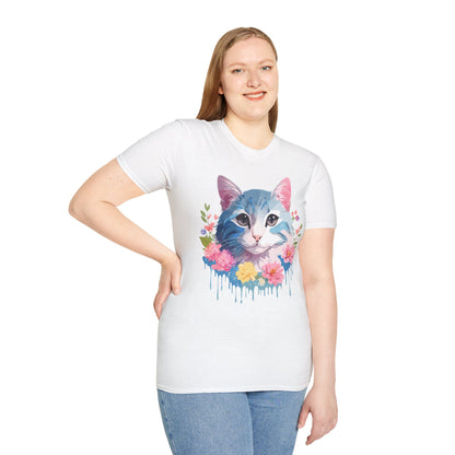 Cat Shirt Unisex Cat Tee Kitten Print Gildan Softstyle 64000